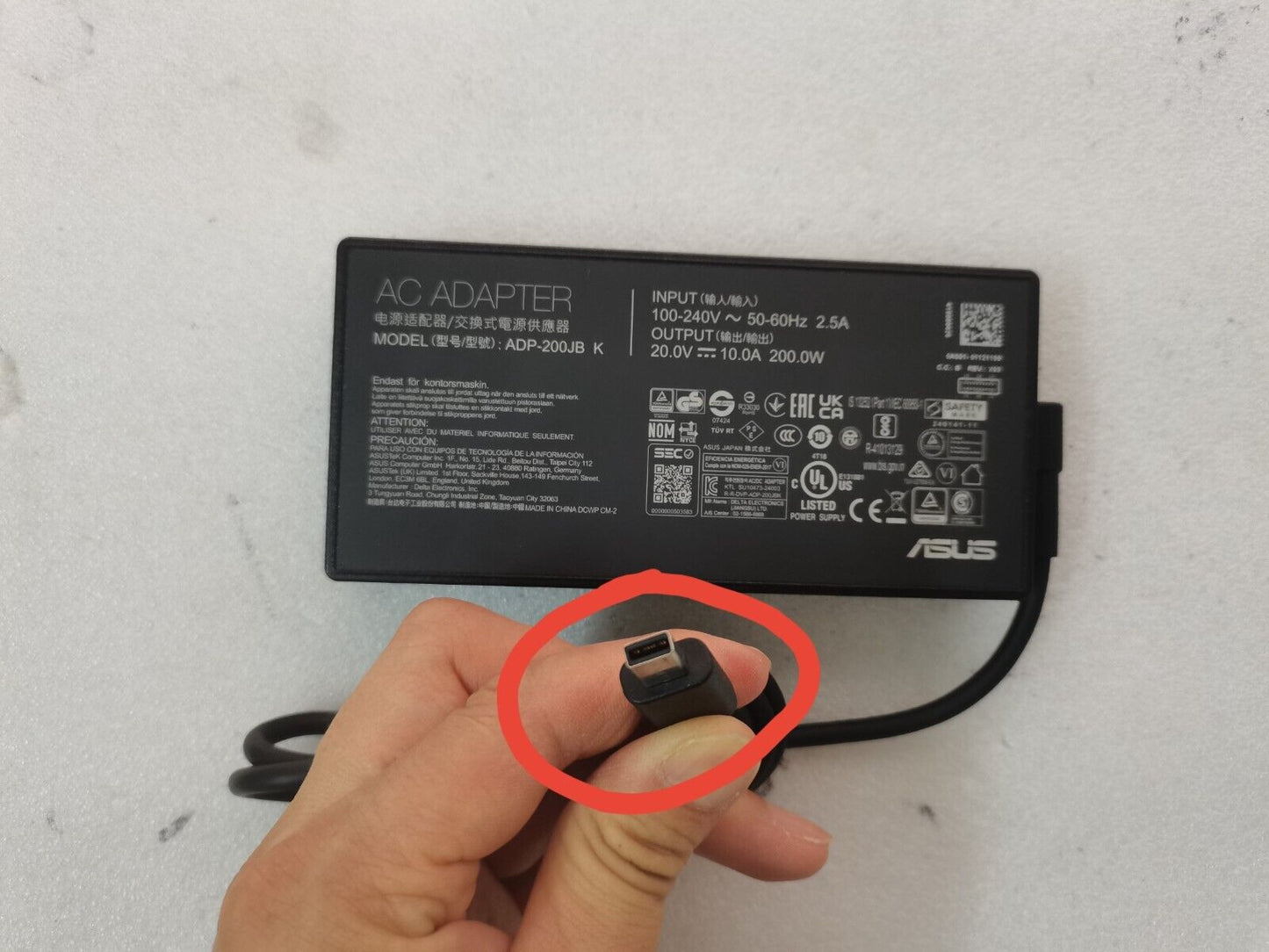 OEM 20V 10A ADP-200JB K for ASUS ROG Zephyrus G16(2024) GU605MV-QP191W RTX4060
