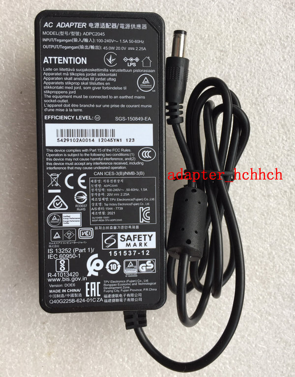 New Original AOC ADPC2045 20V 2.25A 45W Monitor AC/DC Power Adapter Cord/Charger