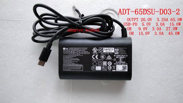 New Original OEM LG gram 16Z90P-N.APB7U1 ADT-65DSU-D03-2 65W USB-C AC/DC Adapter
