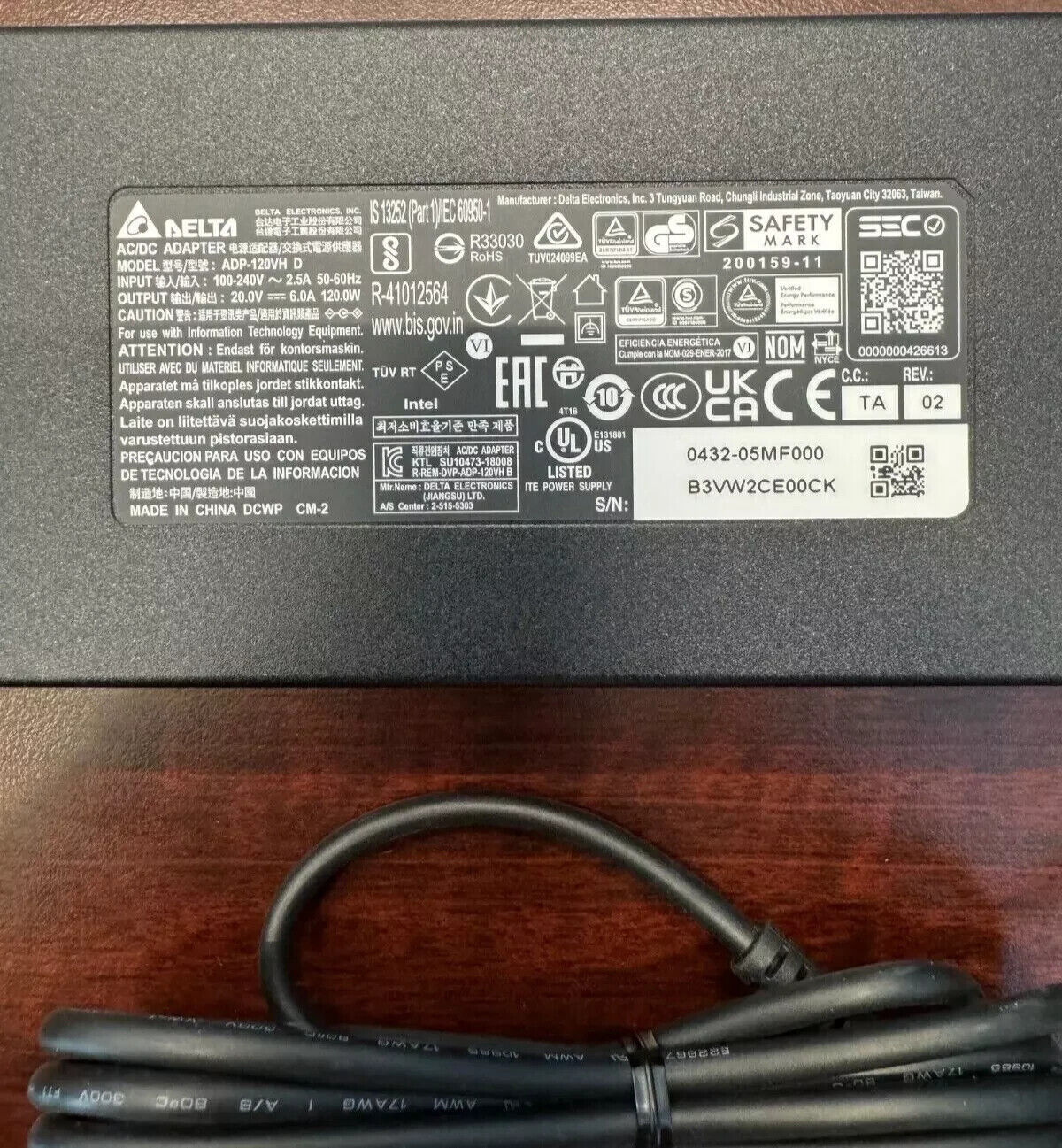 New Original Delta 20V Adapter for Intel NUC 12 Pro NUC12WSH ADP-120VH D Mini PC