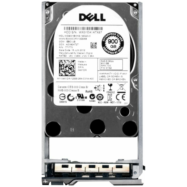 New Dell 900GB 10000RPM 6Gb/s 32MB 2.5" SAS HDD Hard Drive With Tray WD9001BKHG 4X1DR 04X1DR