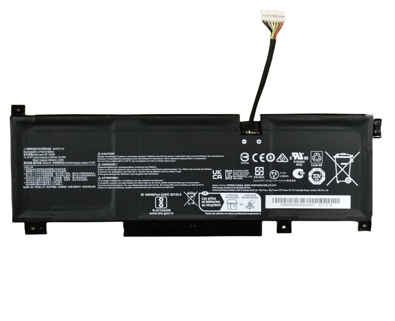 Original MSI S9N-0B3A2G0-SB3 Battery Label showing 11.4V 53.5Wh BTY-M492 Specifications
