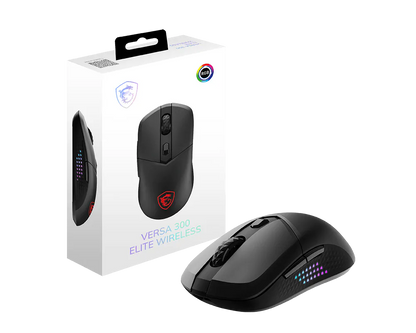 MSI Versa 300 Elite packaging contents including the wireless dongle, USB-C cable, and manual
