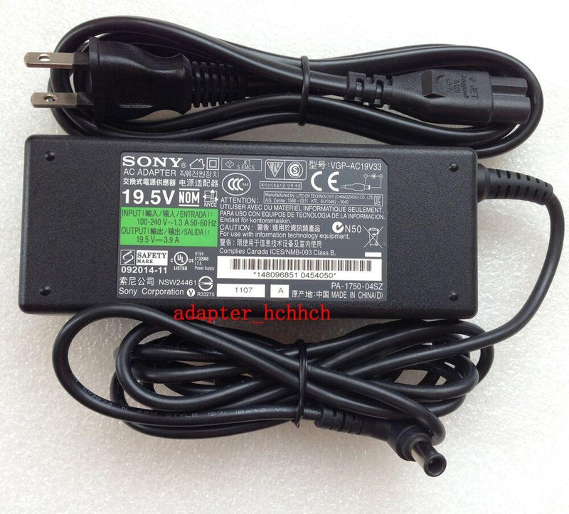 New Original OEM Sony 75W 19.5V 3.9A AC Adapter for Sony VAIO PCG7174L Laptop