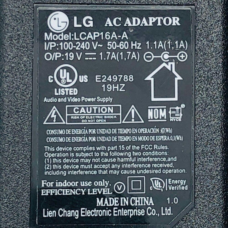 New Original OEM LG LCAP16A-A 19V 1.7A 32W AC Adapter for LG LCD-LED Monitor TV