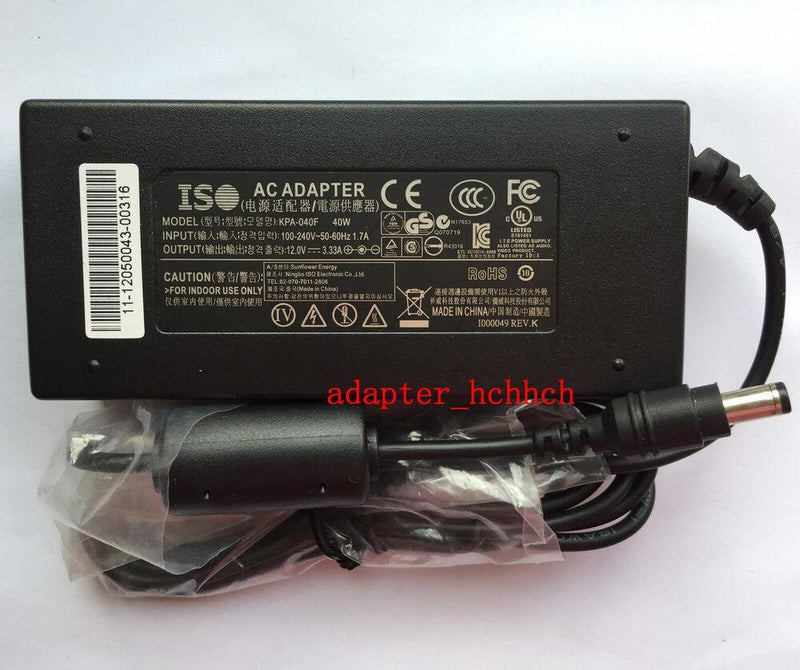 New Original ISO 12V 3.33A 40W AC/DC Adapter for Goodmans TV LD1547D KPA-040F