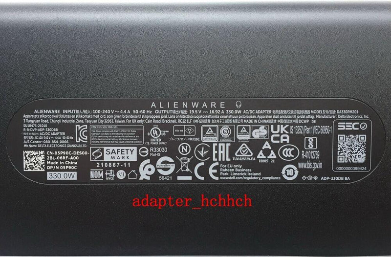 New Original Dell Alienware x17 R2 DA330PM201 19.5V 16.92A AC Power Adapter&Cord