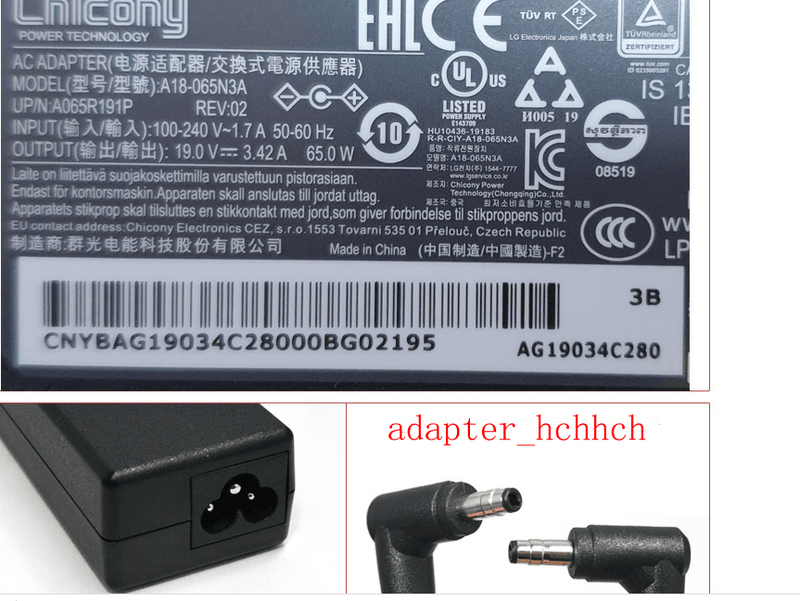 New Original LG EAY64490502(A18-065N3A) AC/DC Adapter&Cord for LG Gram Laptop PC