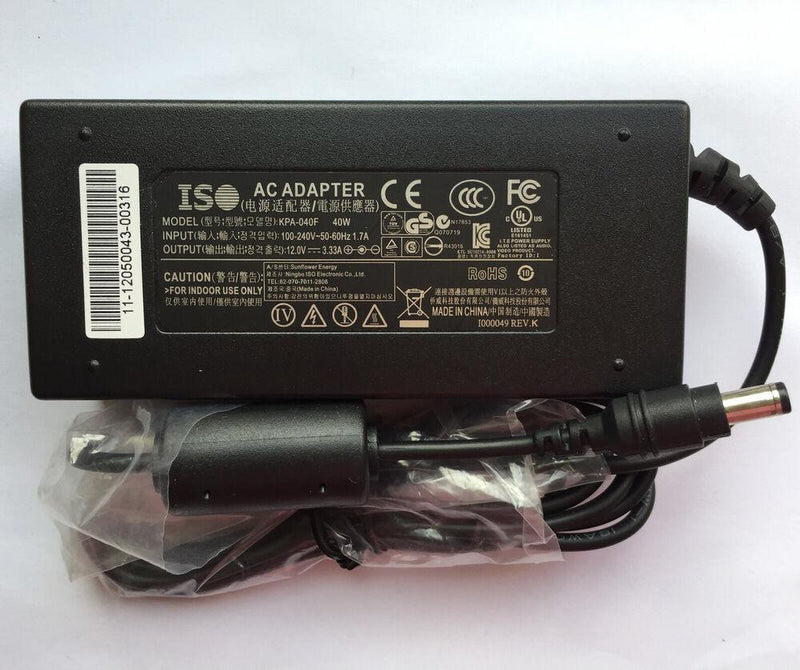 New Original OEM ISO 12V 3.33A 40W AC Power Adapter for Bush TV LYF24M4 KPA-040F