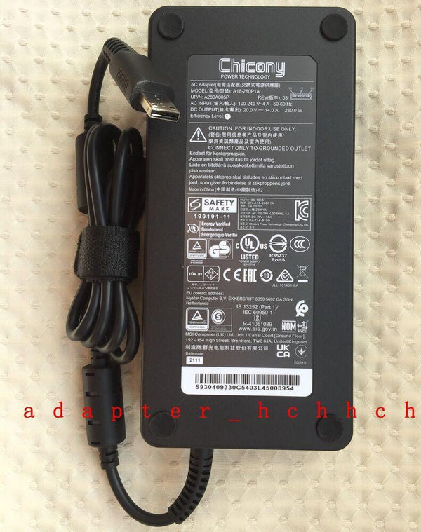 New Original Chicony 20V 14A Adapter for Schenker XMG Ultra 17 (E21) A18-280P1A@