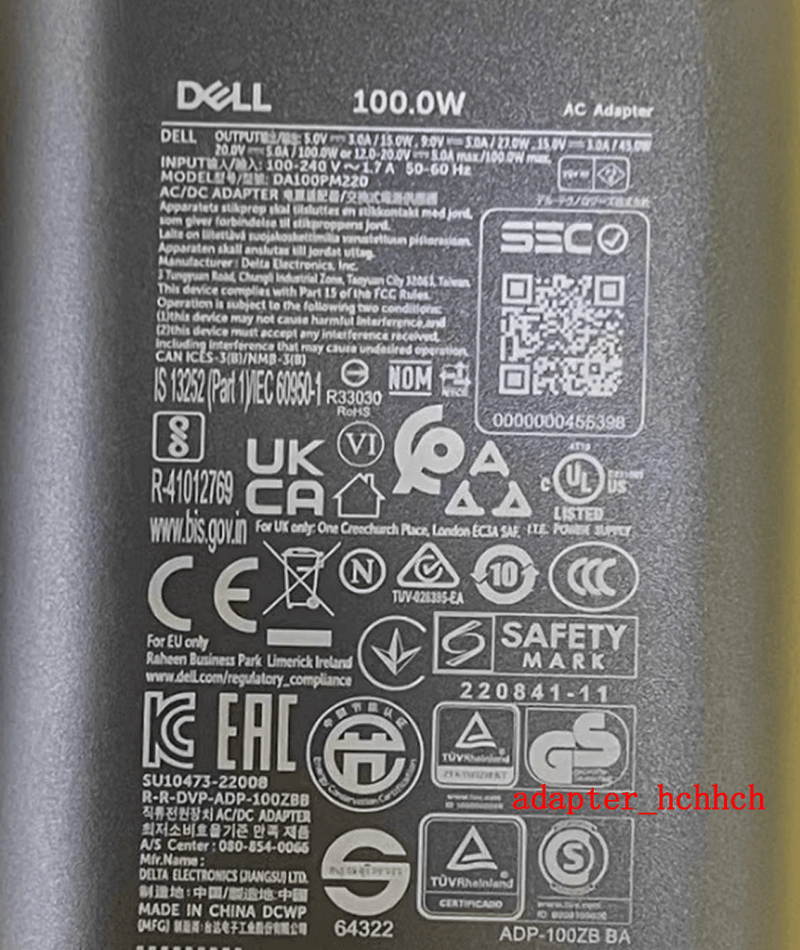 New Original Dell Latitude 7640 HA100PM220 DA100PM220 100W USB-C AC Adapter&Cord