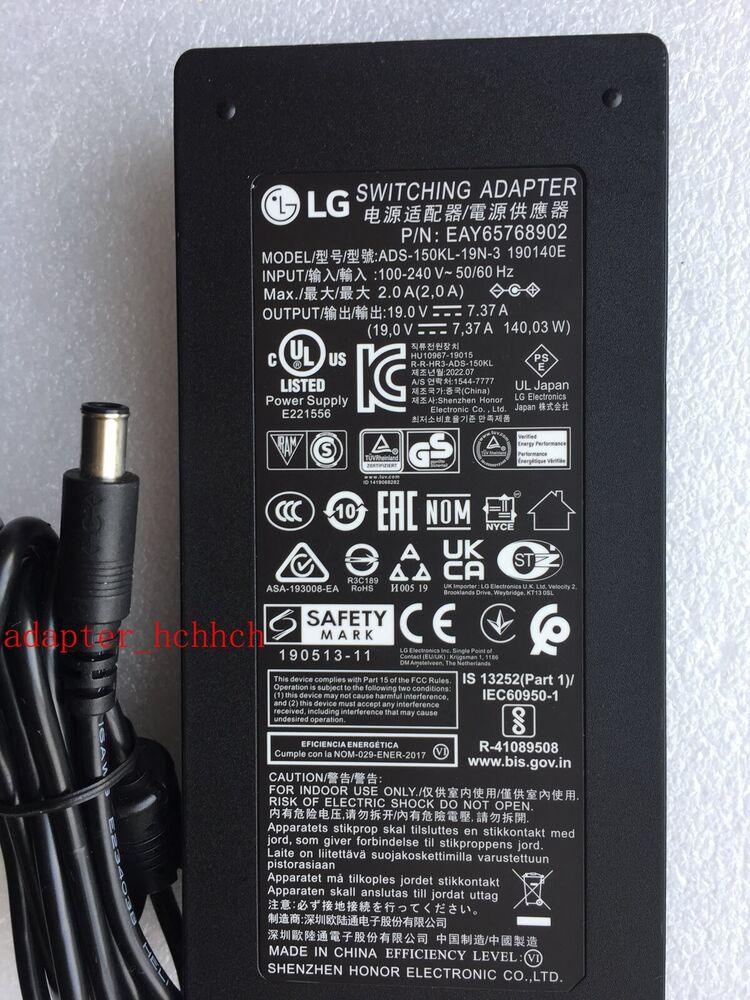 Original LG UltraGear LCD Monitor ADS-150KL-19N-3 190140E EAY65768902 AC Adapter