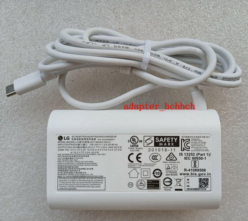 Original LG 65W USB-C Charger gram 15Z90P-P.ADS9U1 ADT-65DSU-D03-2 EAY65895911@@