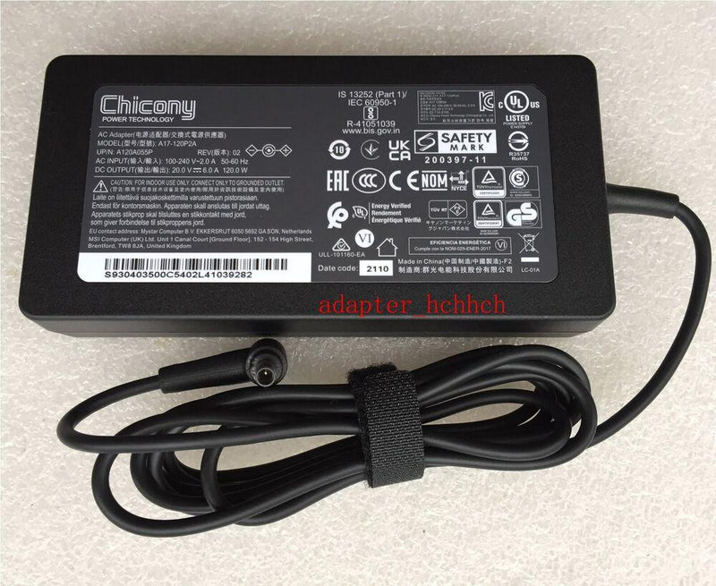 New Original Chicony 20V 6A Adapter&Cord for MSI GF63 Thin 12VE-063CA A17-120P2A