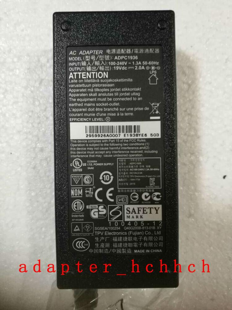 New Original OEM AOC 19V 2A AC Adapter&Cord for AOC I2381F ADPC1936 LCD Monitor@