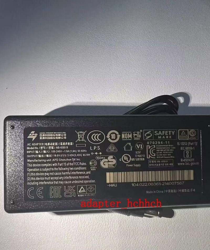 New Original OEM 19V 3.42A Adapter for Acer Nitro XZ306C Xwmiiiphx Monitor@