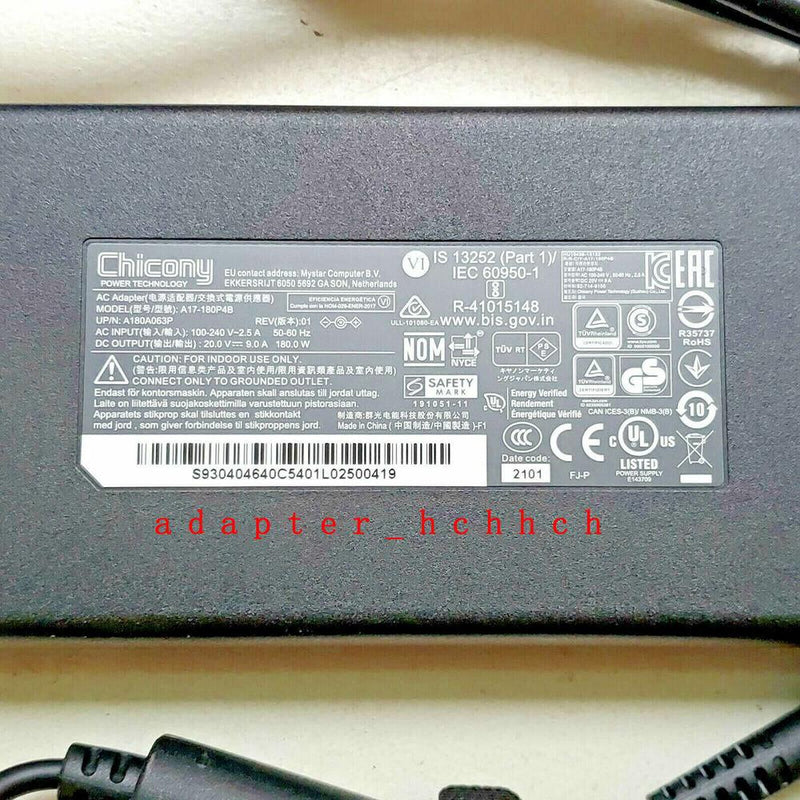 New Original OEM MSI Pulse GL66 11UGKV-001US A17-180P4B Chicony 180W 20V Adapter