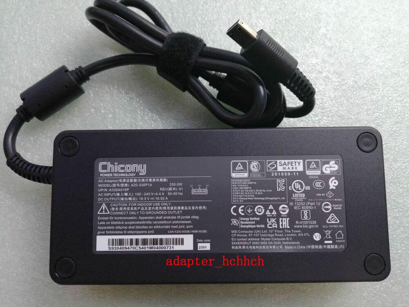 New Original OEM MSI Raider GE77HX 12UHS/12UH/12UGS 19.5V 16.92A AC Adapter&Cord