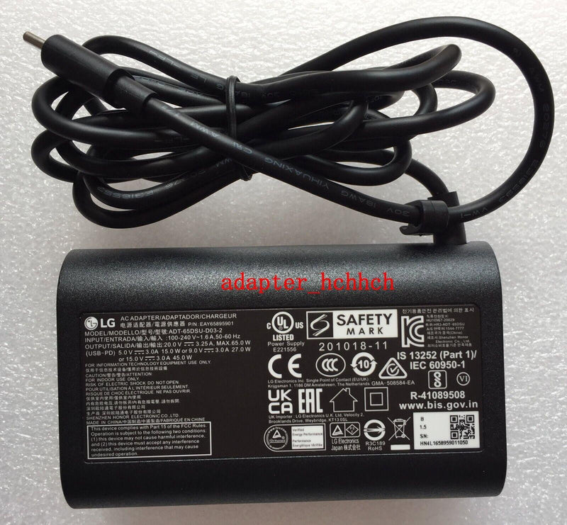 New Original LG 65W Type-C Adapter for LG gram 15Z90Q-P.AAS7U1 ADT-65DSU-D03-2@@