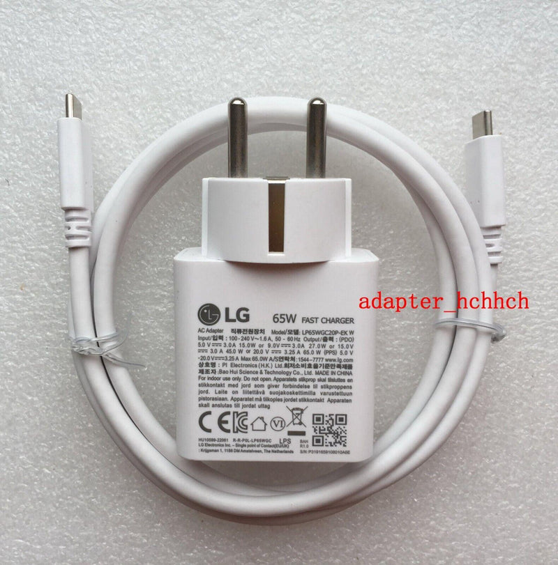 New Original LG 65W Adapter&USB-C Cable fr LG gram 16Z90RS-GA56K 16Z90RS-G.AA74D