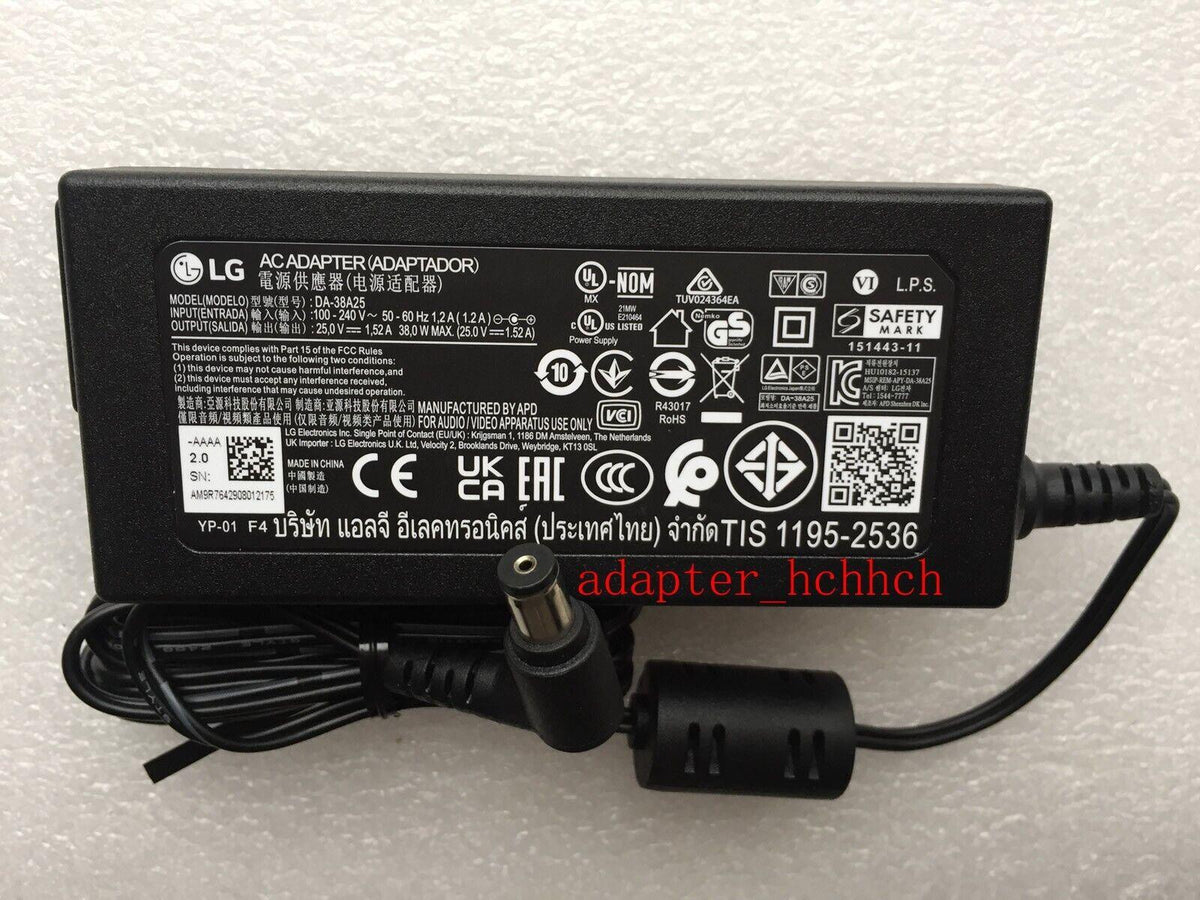 New Original OEM LG 25V 1.52A 38W AC Adapter&Cord for LG SL4Y Wireless Sound Bar