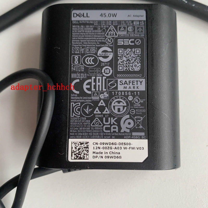 New Original OEM Dell 45W 5V/9V/15V/20V AC Adapter for Dell Latitude 7320 Laptop