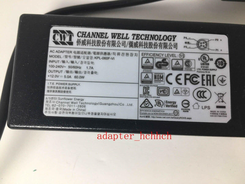 New Original CWT 12V 5A Adapter&Cord for Wacom Cintiq 22HD LCD TABLET DTK-2200/K