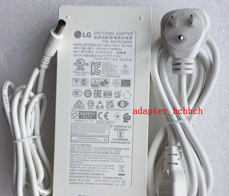 New Original LG EAY65768903 19V 7.37A 140.03W White AC/DC Switching Adapter&Cord