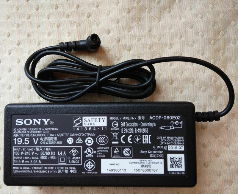 New Original Sony 19.5V AC Adapter&Cord for Sony LED Smart TV KDL-40W660E