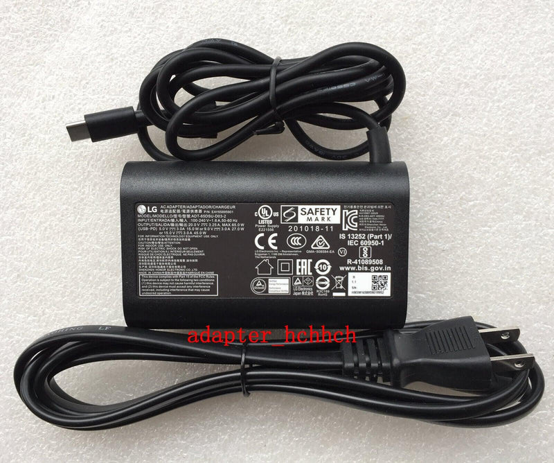 New Original OEM LG gram 14T90P-K.AAB9U1 ADT-65DSU-D03-2 65W USB-C AC/DC Adapter