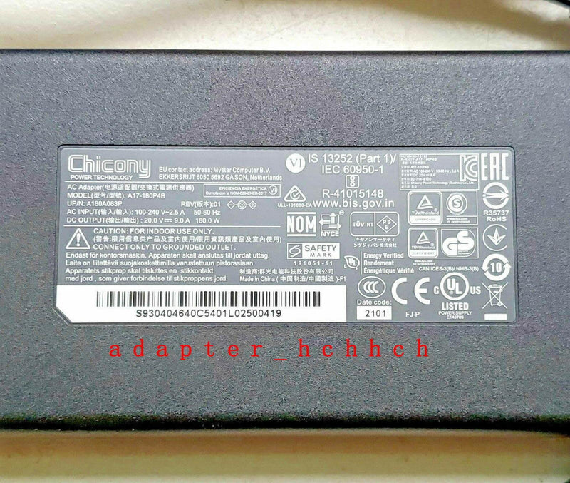 New Original Chicony 20V 9A Adapter for MSI Katana GF76 11UEK Series A17-180P4B@