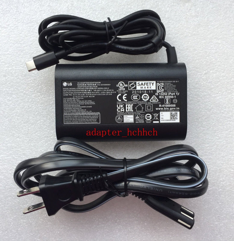 New Original LG Gram 17ZT90P-G.AX36G ADT-65DSU-D03-2 EAY65895901 AC Adapter&Cord