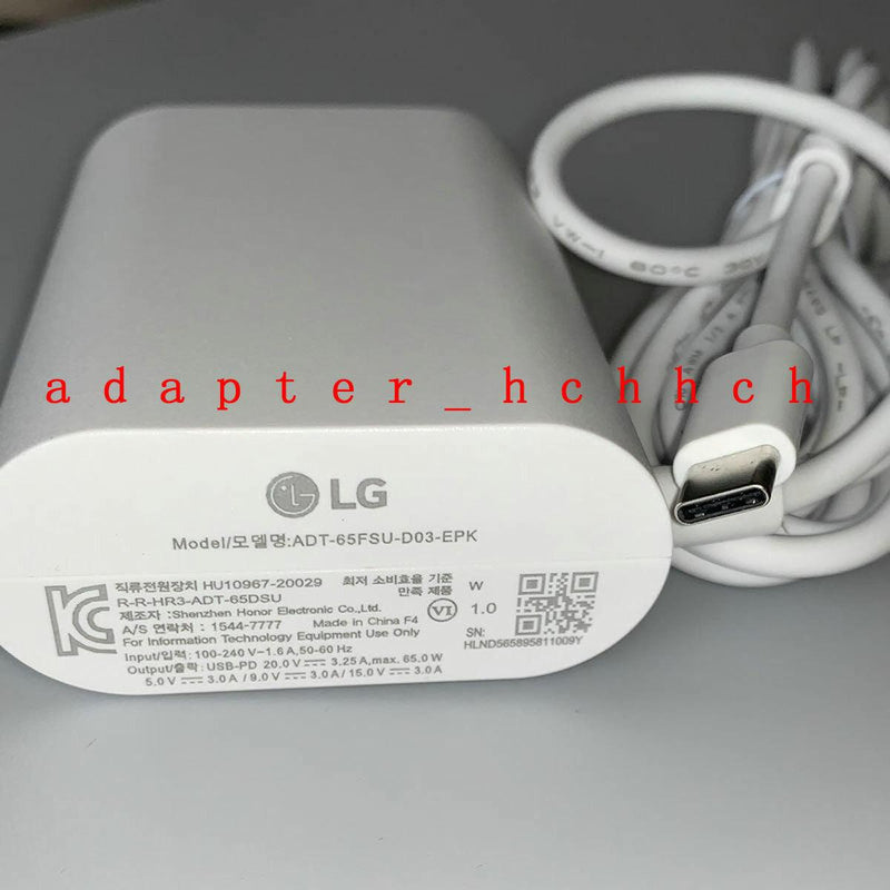 Original LG Gram 65W USB-C Charger 16T90P-GA5BK ADT-65FSU-D03-EPK&EAY65895811 PC