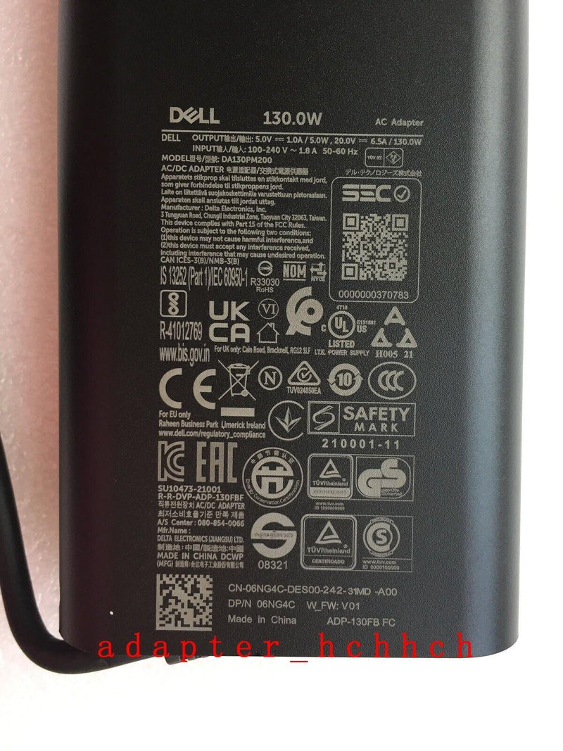 New Original Dell XPS 15 9520/i7-12700H/RTX3050 DA130PM200 LA130PM200 AC Adapter