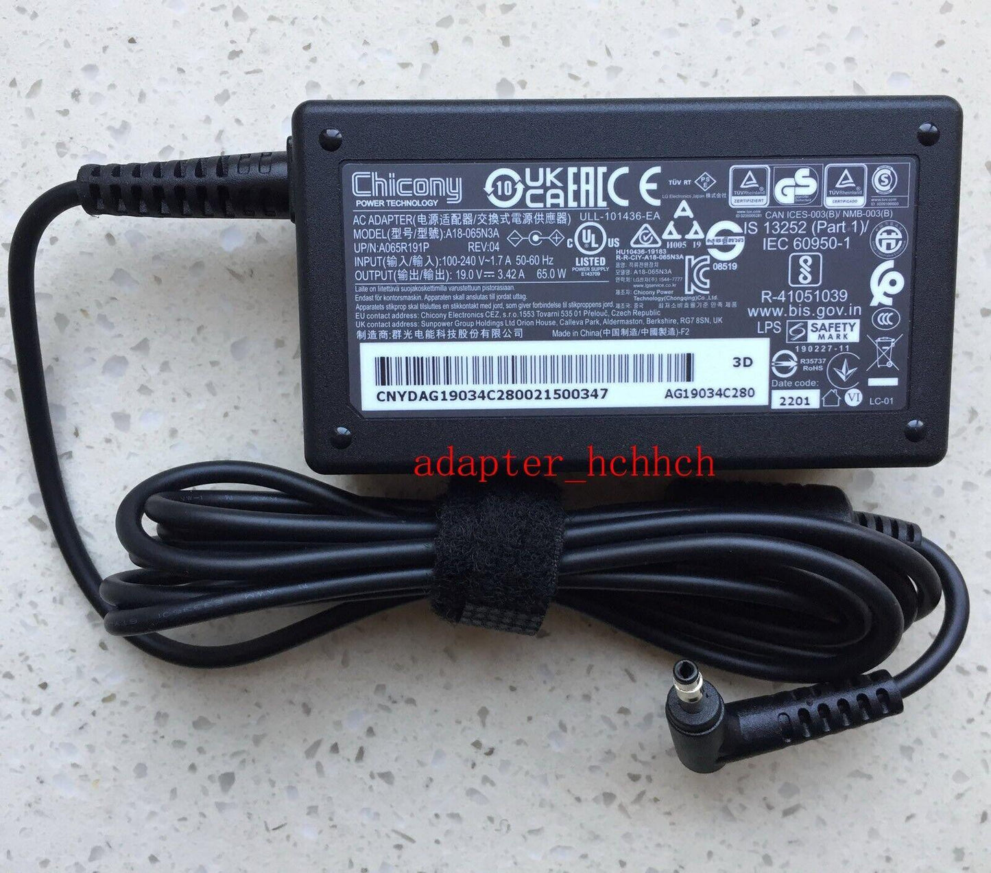 New Original 19V 3.42A Adapter&Cord for Winmate L140V2-3 L140V2-4 Rugged Laptops