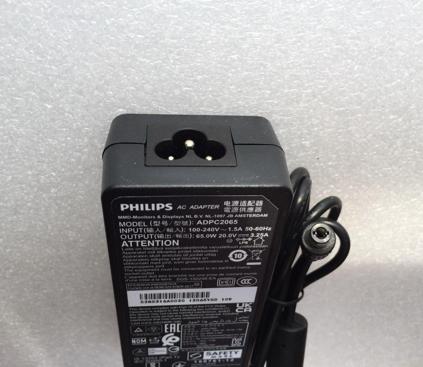 New Original Philips 278E1A 4K Ultra HD LCD monitor ADPC2065 65W 20V AC Adapter@