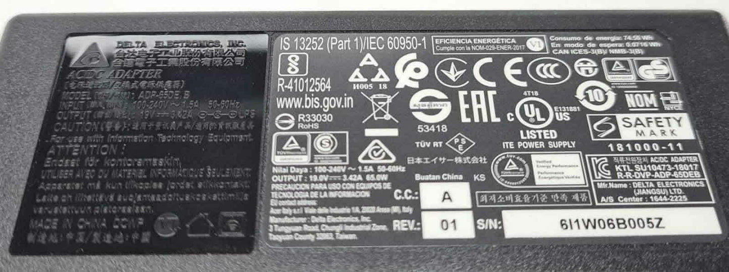 New Original OEM Delta 65W AC Adapter for Acer Aspire A515-54G ADP-65DE B Laptop