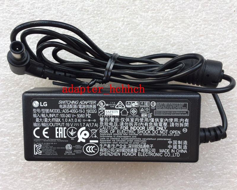 New Original OEM LG 19V 1.7A Adapter&Cord for LG 25UM58-P 29UM58-P Monitor