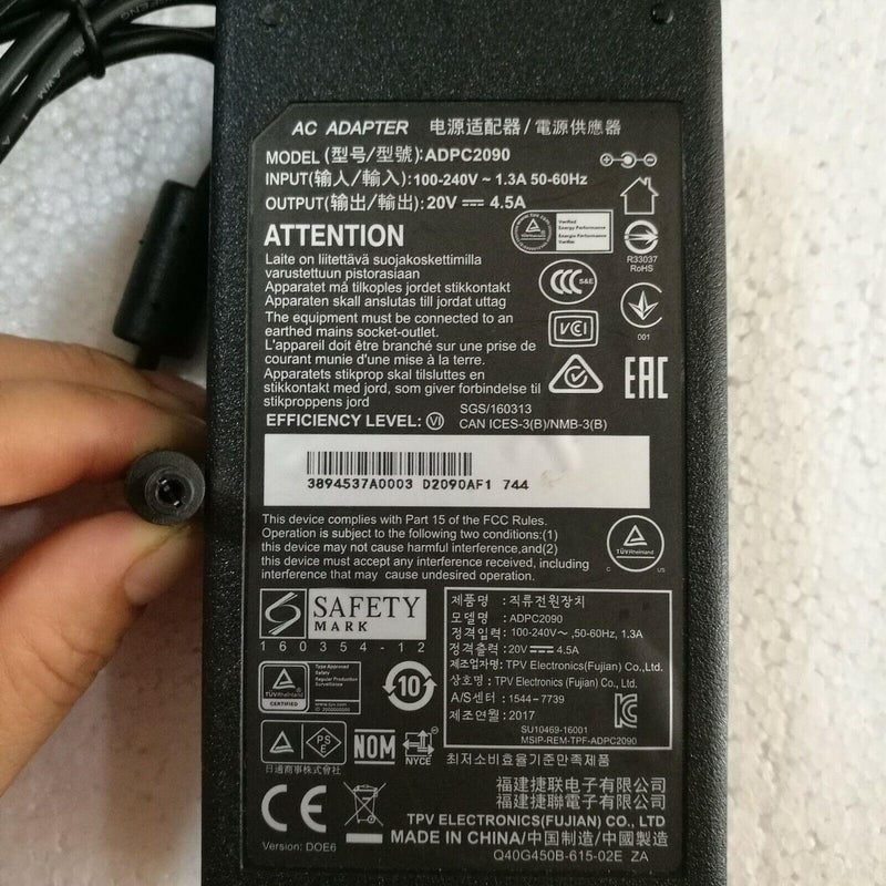 New Original OEM TPV 20V 4.5A AC Adapter for MSI Optix MPG27CQ2 ADPC2090 Monitor