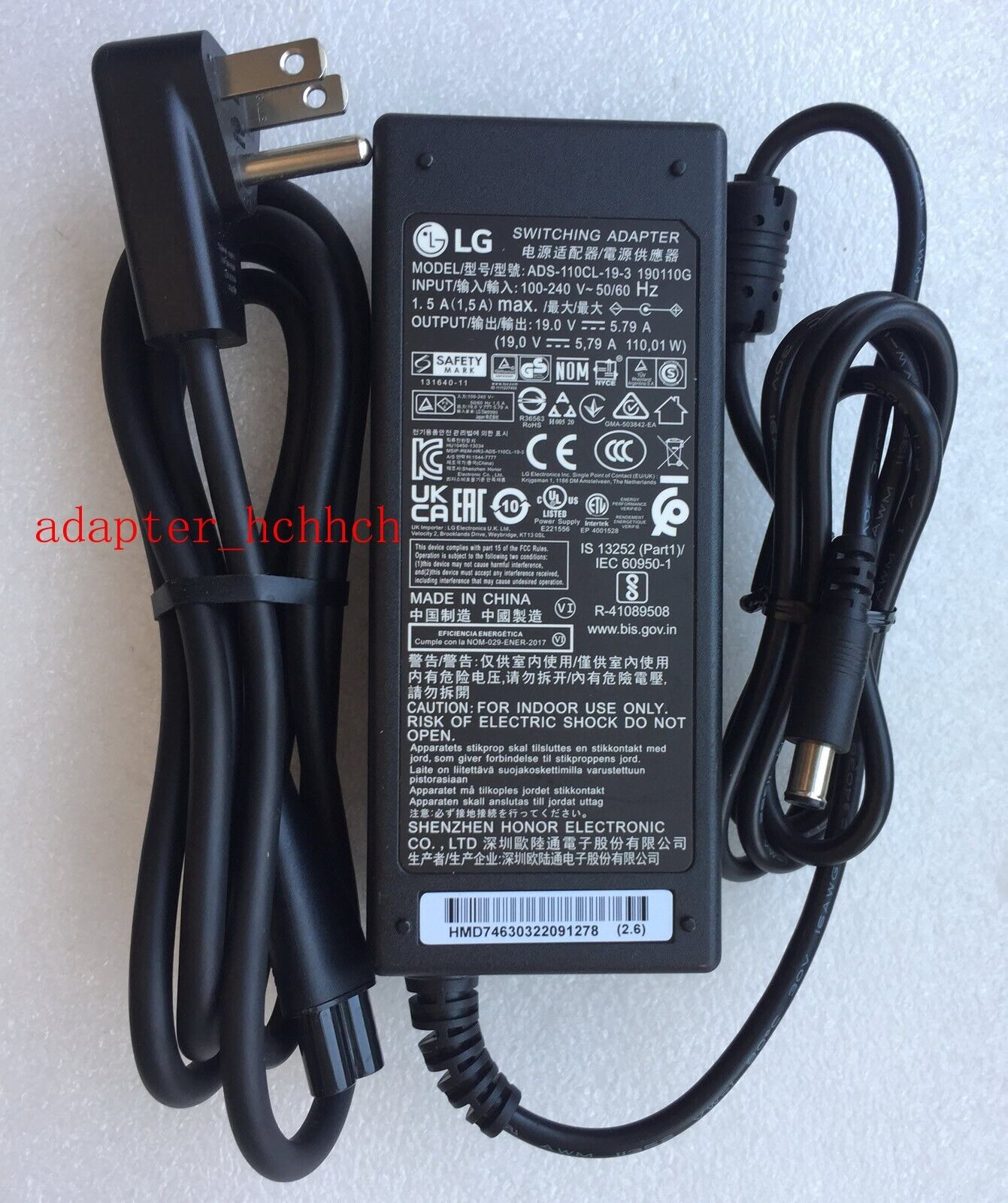 New Original LG 19V 5.79A AC Adapter for LG 34GN850B EAY63032209 190110G Monitor