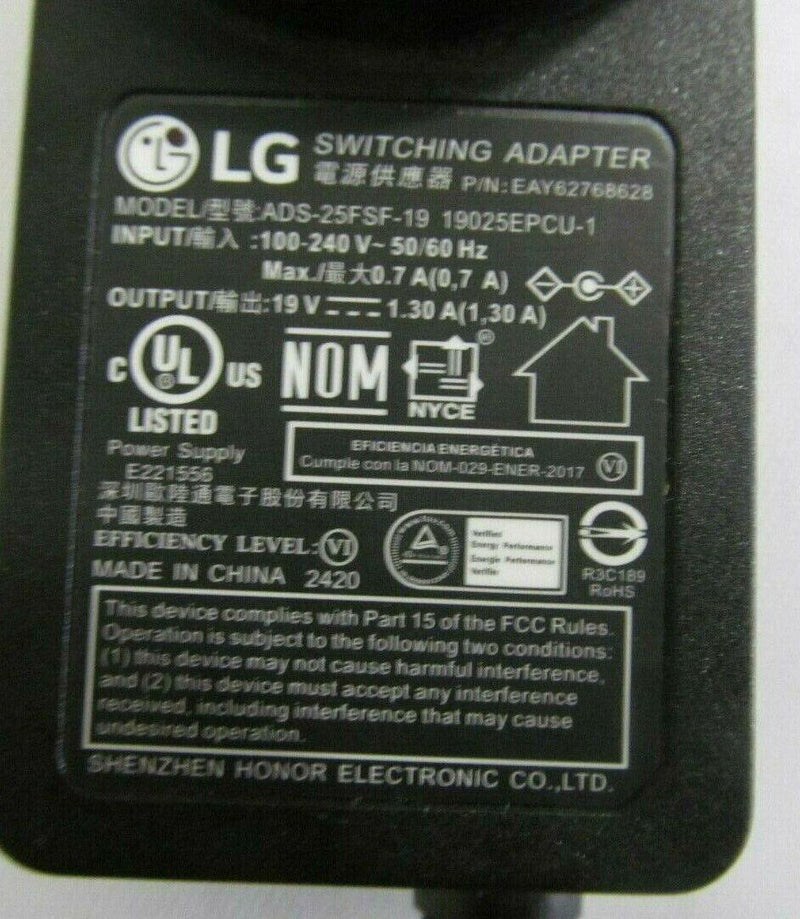 New Original LG 19V 1.3A Cord/Charger 29WP50S-W ADS-25FSF-19 19025EPCU-1 Monitor