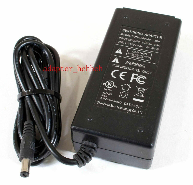 New Original Soy 12V 3A AC/DC Adapter&Cord for Elo ET1302L LCD Touch Monitor