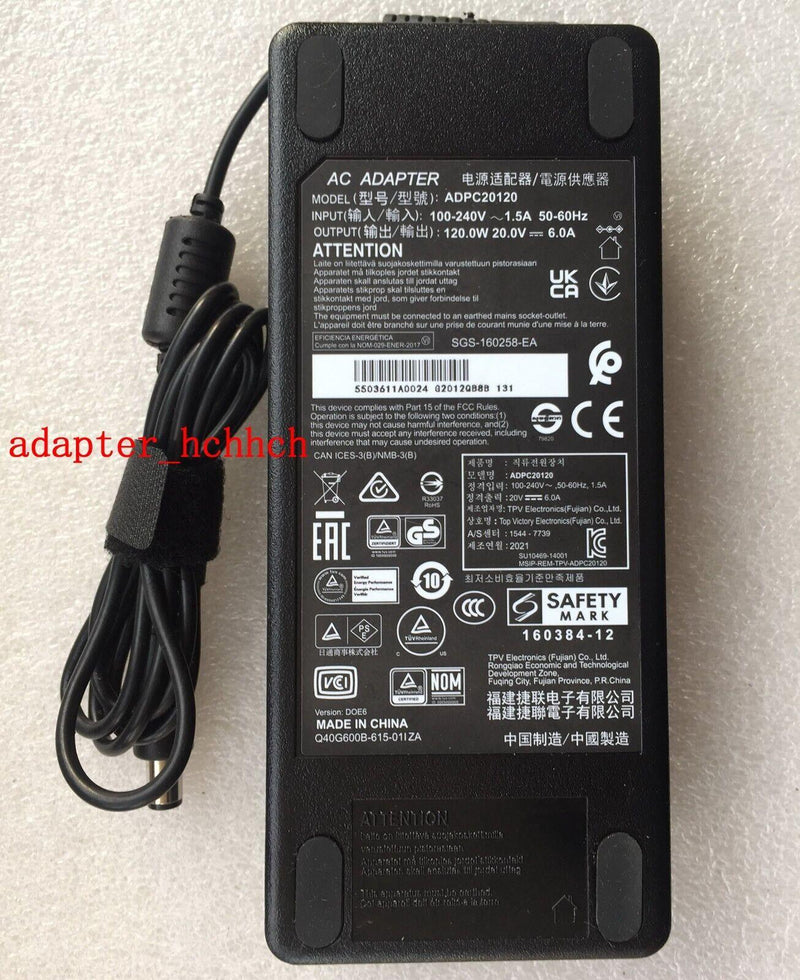 New Original TPV 20V 6A AC Adapter for AOC AGON AG274FZ ADPC20120 Gaming Monitor