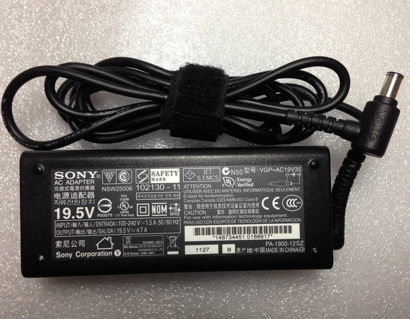 New Original OEM Sony VAIO VGP-AC19V35,PA-1900-12SZ,NSW25006 92W AC Adapter&Cord