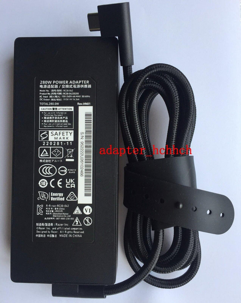 New Original RAZER Blade GaN 19.5V 14.36A 280W Power Cord/Charger RAZER RC30-042