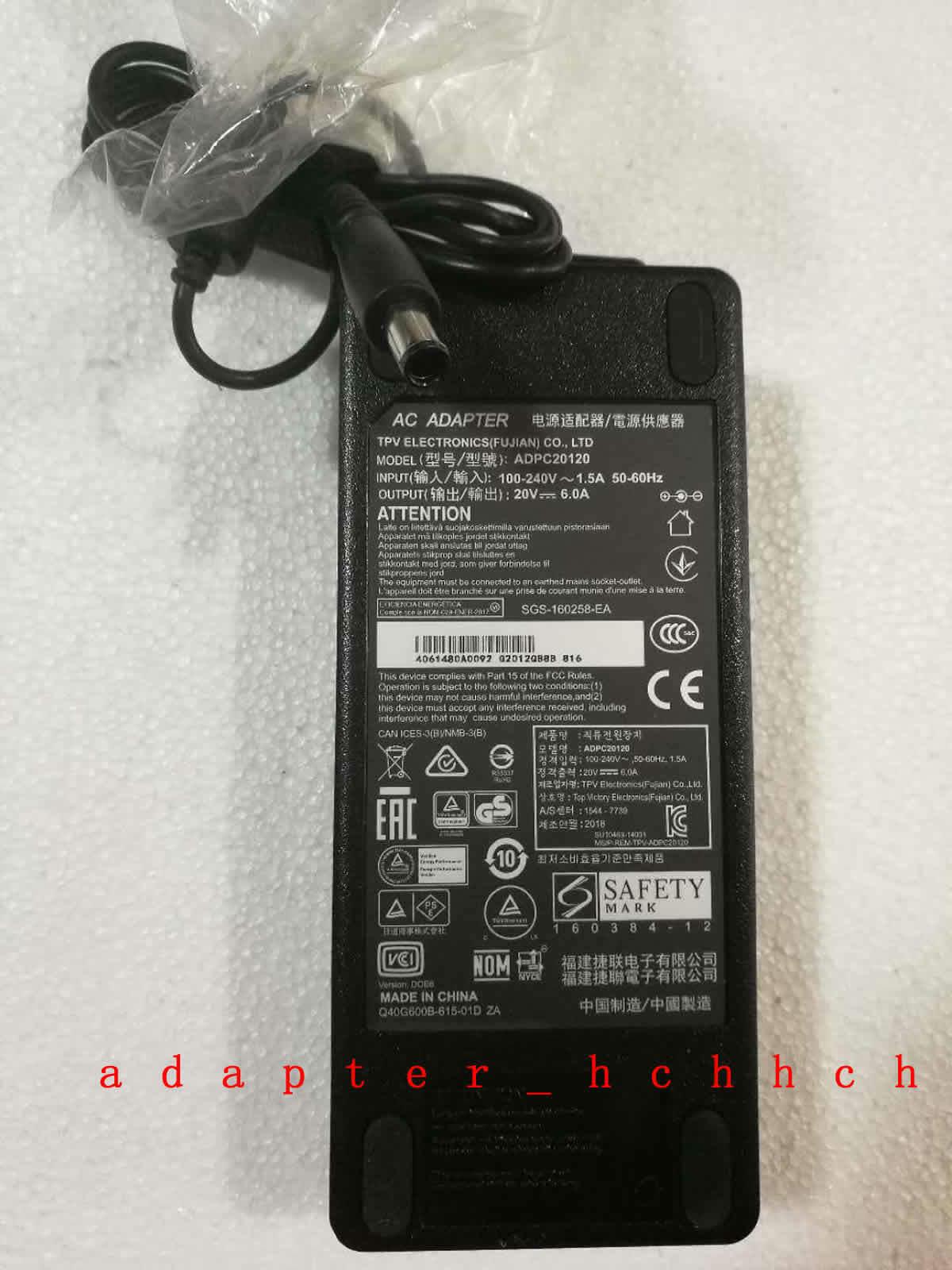 New Original 20V 6A 120W AC Adapter&Cord for BenQ EX3501R ADPC20120 LCD Monitor@