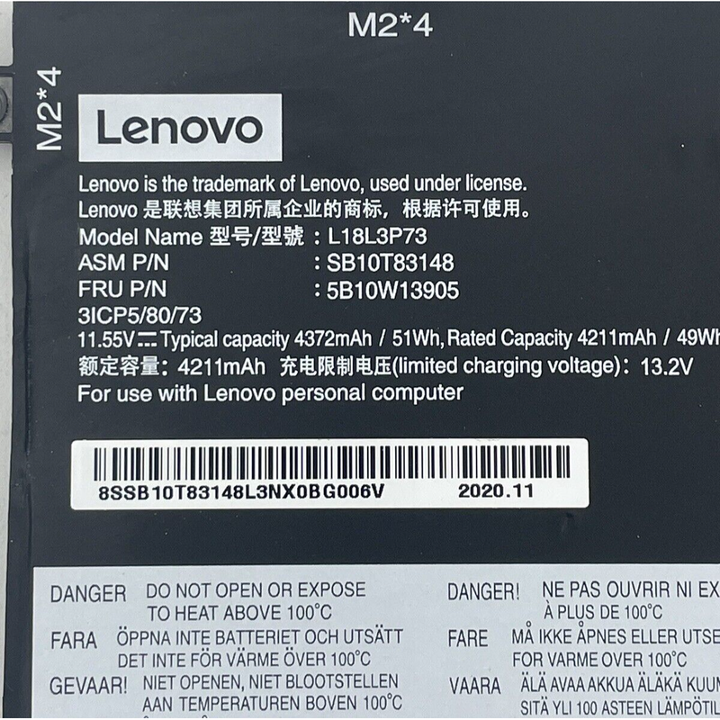 New Genuine Lenovo L18C3P71 L18L3P73 L18M3P73 L18M3P74 Battery 51WH