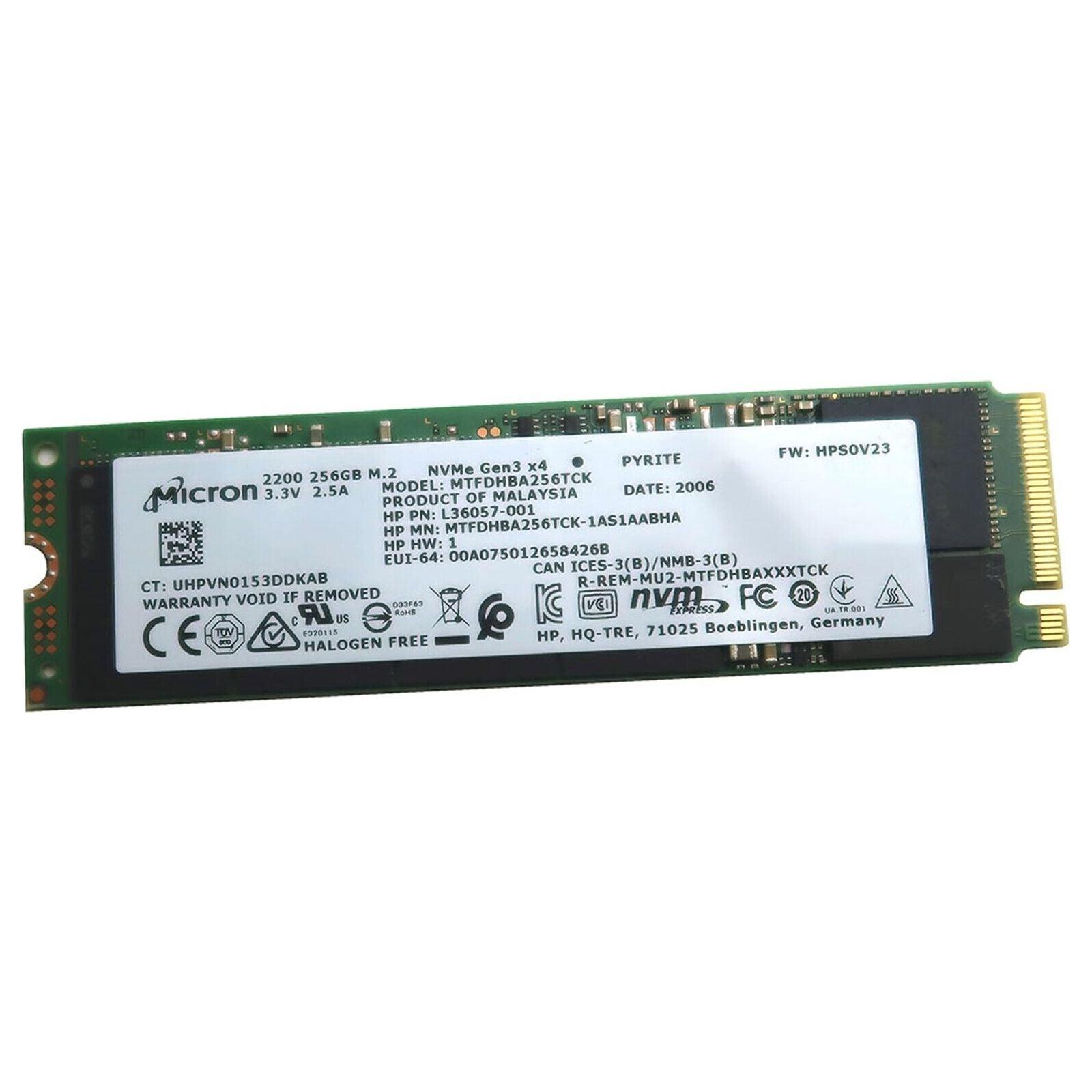 New Micron 2200S MTFDHBA256TCK 256GB M.2 2280 NVME PCI-EXPRESS 3.0 X4 ...