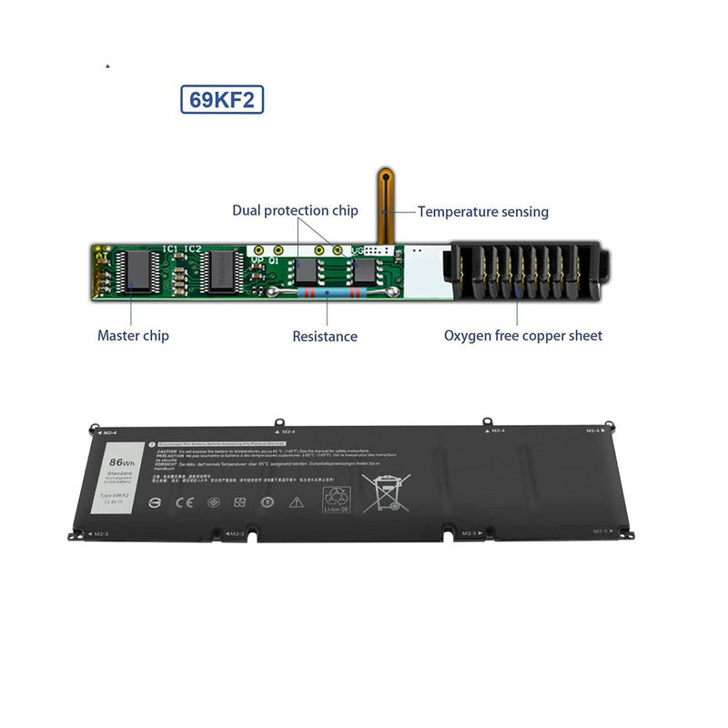 New Compatible Dell Precision 5550 5560 5570 Battery 86WH