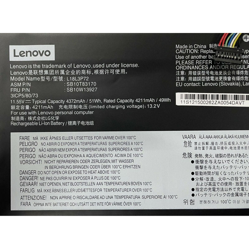 New Genuine Lenovo ThinkPad X13 Yoga Gen 1 Battery 51WH